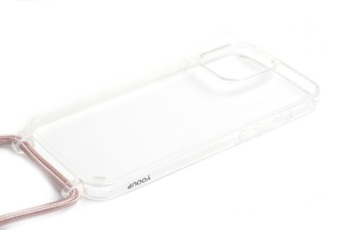 YOOUP CORD IPHONE 13 PRO 6.1 ZSINÓROS TPU TOK CLEAR-ROSE GOLD