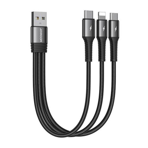 Joyroom USB kábel 3in1  S-01530G11  2x USB-C / Lightning 3.5A 0.15m (fekete)