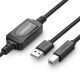 UGREEN US122 aktív USB 2.0 AB nyomtatókábel, 15 m (fekete)