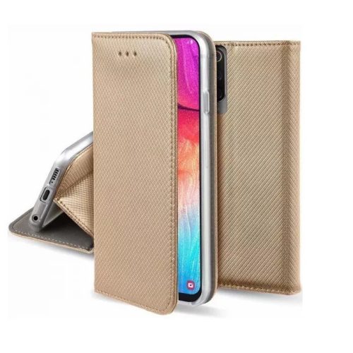 Smart magnet Xiaomi Mi Note 10 Lite oldalra nyíló mágneses könyv tok szilikon belsővel arany