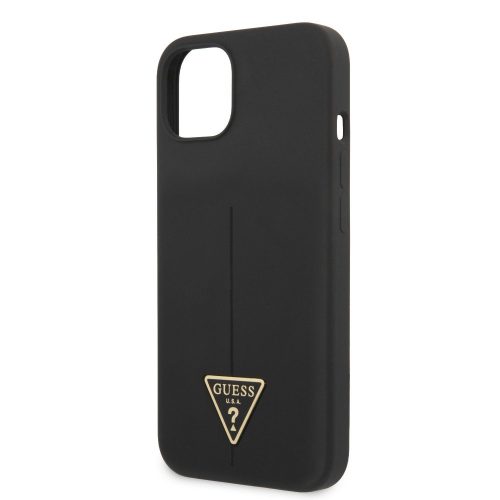 Guess Silicone Line Triangle Apple iPhone 13 (6.1) hátlapvédő tok fekete (GUHCP13MSLTGK)