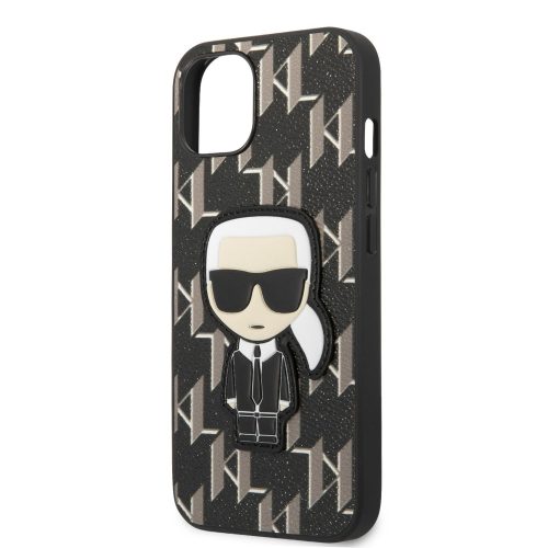 Karl Lagerfeld Monogram Ikonik Apple iPhone 13 Mini (5.4) hátlapvédő tok fekete (KLHCP13SPMNIKBK)