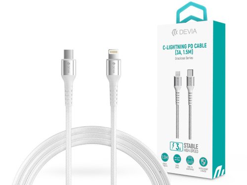 Devia USB Type-C - Lightning adat- és töltőkábel 1,5 m-es vezetékkel - Devia    Gracious Series Type-C - Lightning PD Cable - 5V/3A - white