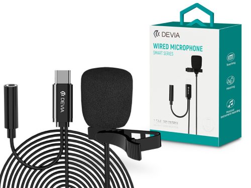 Devia univerzális vezetékes mikrofon - Type-C - Devia Smart Series Wired Microphone - fekete