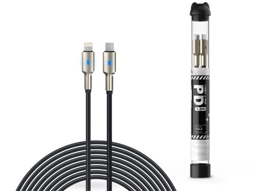 Devia USB Type-C - Lightning adat- és töltőkábel 1 m-es vezetékkel - Devia Tube Mars Series PD Cable With Lightning - 5V/3A - black