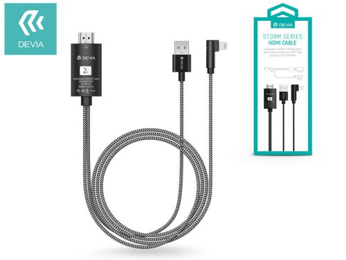 Apple iPhone Lightning + USB + HDMI kábel 2 m-es vezetékkel - Devia Storm Series HDMI Cable - black