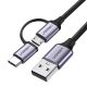 USB 2 az 1-ben UGREEN Type-C / Micro USB kábel, QC 3.0, 1 m (fekete)