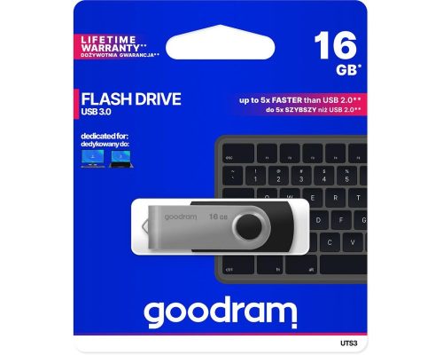 Goodram 16GB USB 3.0 fekete pendrive Artisjus matricával - UTS3-0160K0R11