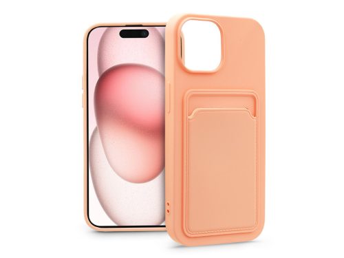 Apple iPhone 15 Plus szilikon hátlap kártyatartóval - Card Case - pink