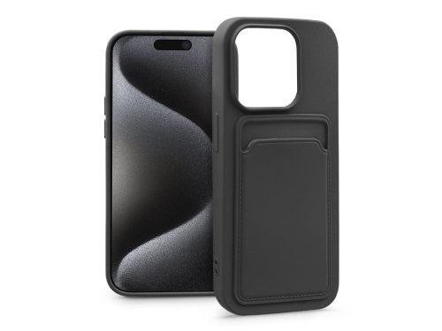 Apple iPhone 15 Pro szilikon hátlap kártyatartóval - Card Case - fekete