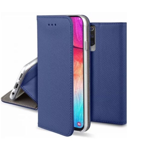 Smart magnet Xiaomi Redmi Note 9S / 9 Pro oldalra nyíló mágneses könyv tok szilikon belsővel sötétkék