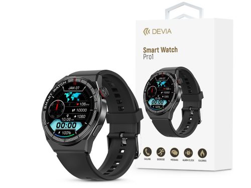 Devia Pro1 Smart Watch okosóra AMOLED kijelzővel - fekete