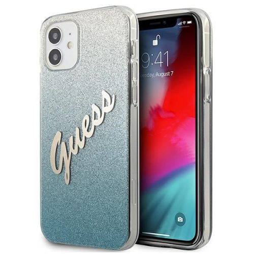 Guess GUHCP12SPCUGLSBL Apple iPhone 12 mini blue hardcase Glitter Gradient Script