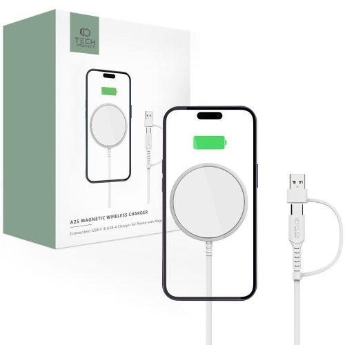 Tech-protect Qi15W-A25 Magnetic MagSafe Wireless Charger White