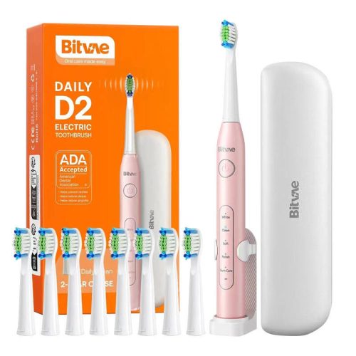 Sonic toothbrush with tips set and holder D2 (pink)