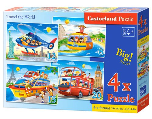 Puzzle 4in1 8,12,15,20 darabos puzzle Utazz a világba