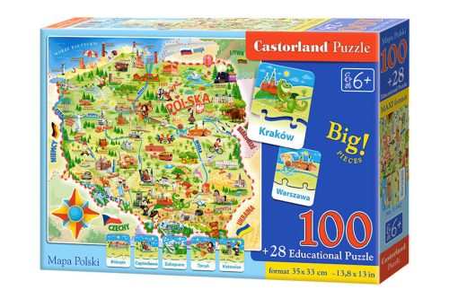 Castorland térkép lengyel 100 el. és kvíz Puzzle CA0010