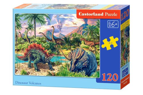 Puzzle 120 db. Dinoszaurusz vulkánok