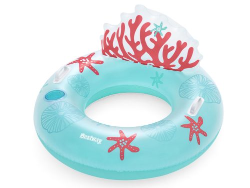 Bestway blue inflatable ring with backrest coral reef 107cm 43730