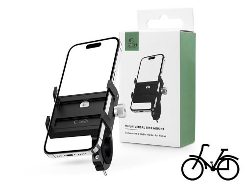 Tech-Protect univerzális kerékpárra szerelhető fém telefontartó - Tech-Protect  V4 Universal Bike Mount - fekete