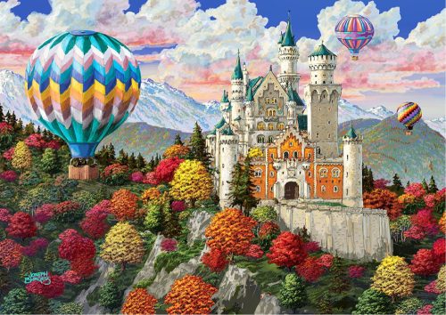 Fából készült puzzle figurákkal - Neuschwanstein kastély, 1010 elem