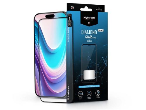 Apple iPhone 16 Plus edzett üveg képernyővédő fólia - MyScreen Protector DiamondGlass Lite Edge2.5D Full Glue - fekete