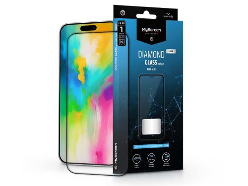 Apple iPhone 16 Pro Max edzett üveg képernyővédő fólia - MyScreen Protector     Diamond Glass Lite Edge2.5D Full Glue - fekete