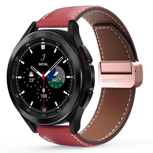 DUX DUCIS YA - valódi bőr szíj Samsung Galaxy Watch / Huawei Watch / Honor Watch (20 mm-es pánt) piros