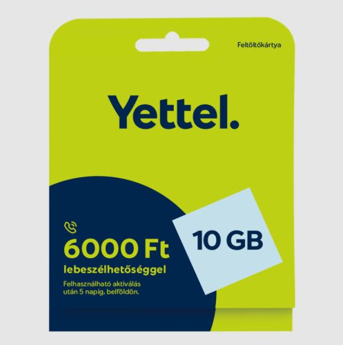 Bliszteres Yettel aktiválatlan sim kártya 6000 Ft lebeszélhetőséggel és 10GB mobilnettel