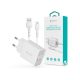 Devia Smart 2xUSB hálózati töltő adapter + USB - micro USB kábel 1 m-es         vezetékkel - Devia Smart Series Charger Suit With Micro Cable - 5V/2.4A - fehér