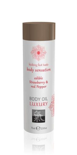 Shiatsu Luxury body oil edible  - Strawberry & Red Pepper 75ml