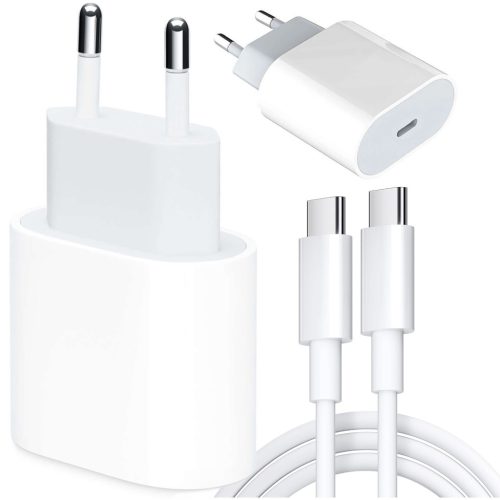 Apple MHJE3ZM/A PD 20W Hálózati Töltő+ Type C - Type C- és töltőkábel  Eco csomagolás